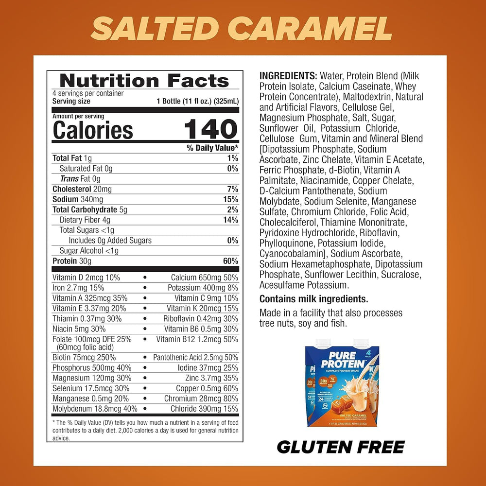 Keto-friendly badge on Pure Protein shake appeals to low-carb diets.