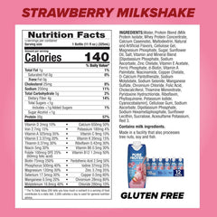 Pure Protein shake nutrition label highlights 30g protein and low sugar.