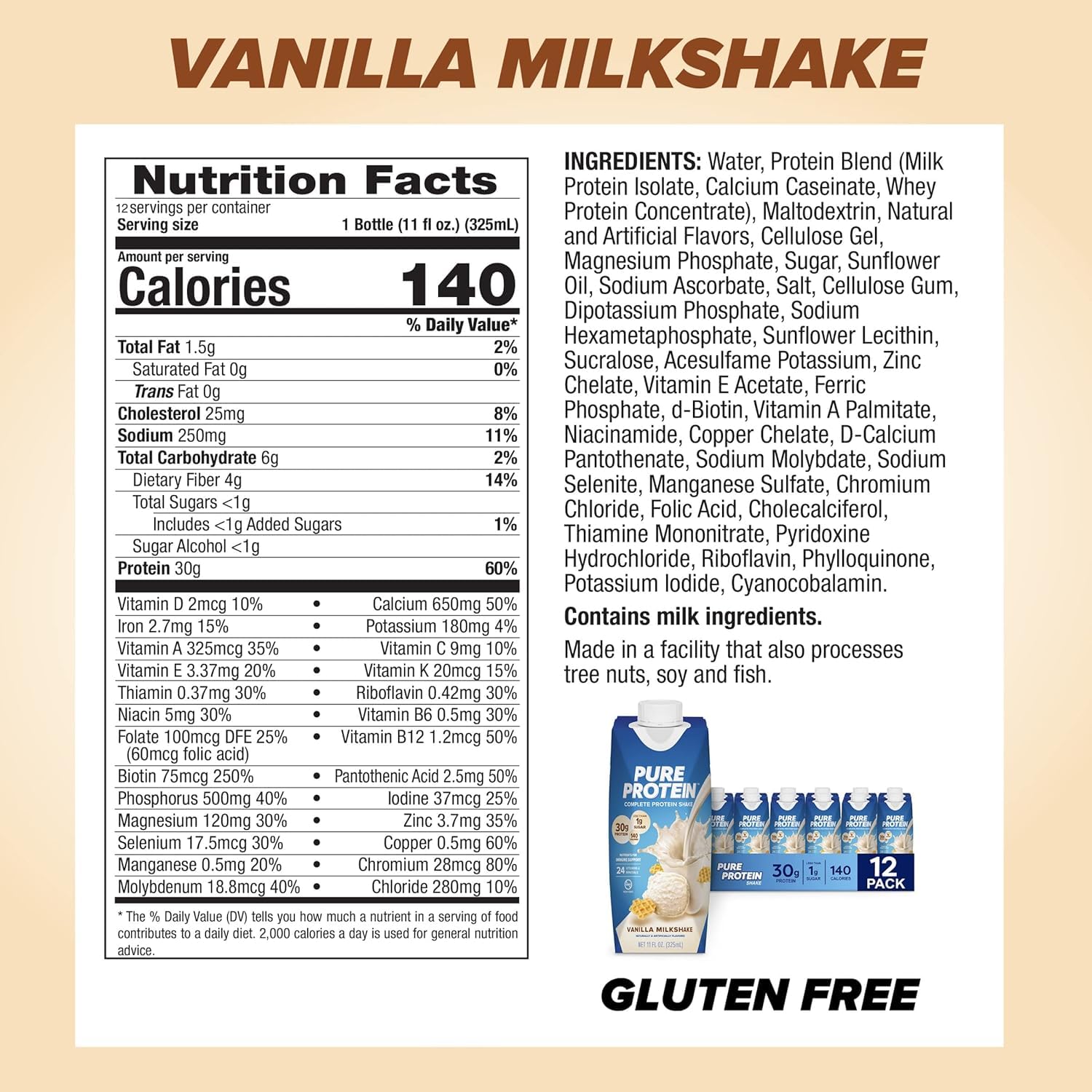 Pouring Pure Protein shake into a glass highlights smooth texture for quick refreshment.