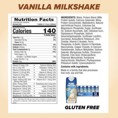 Pouring Pure Protein shake into a glass highlights smooth texture for quick refreshment.