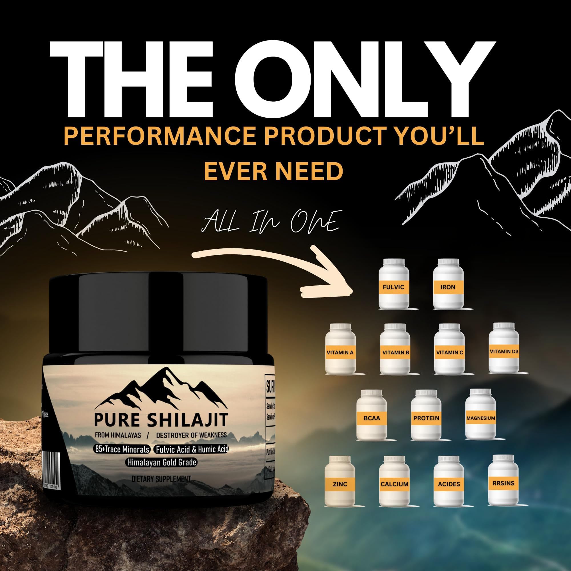 Pure Shilajit Himalayan resin amber jar showing storage and longevity.