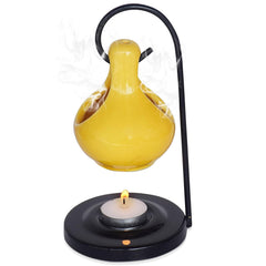 Pure Source India ceramic wax melts burner yellow compatible with aromatherapy melts.