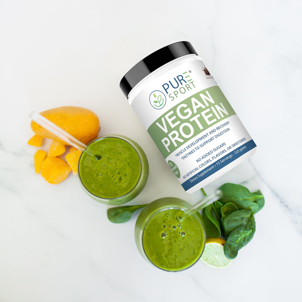 PURE Sport Vegan Protein powder swirled in blender bottle during workout
