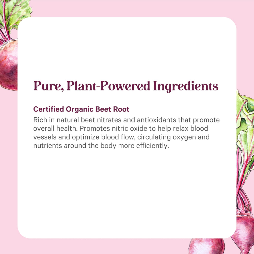 Tub of Pure Synergy Beet Powder shows pure ingredients for daily energy.