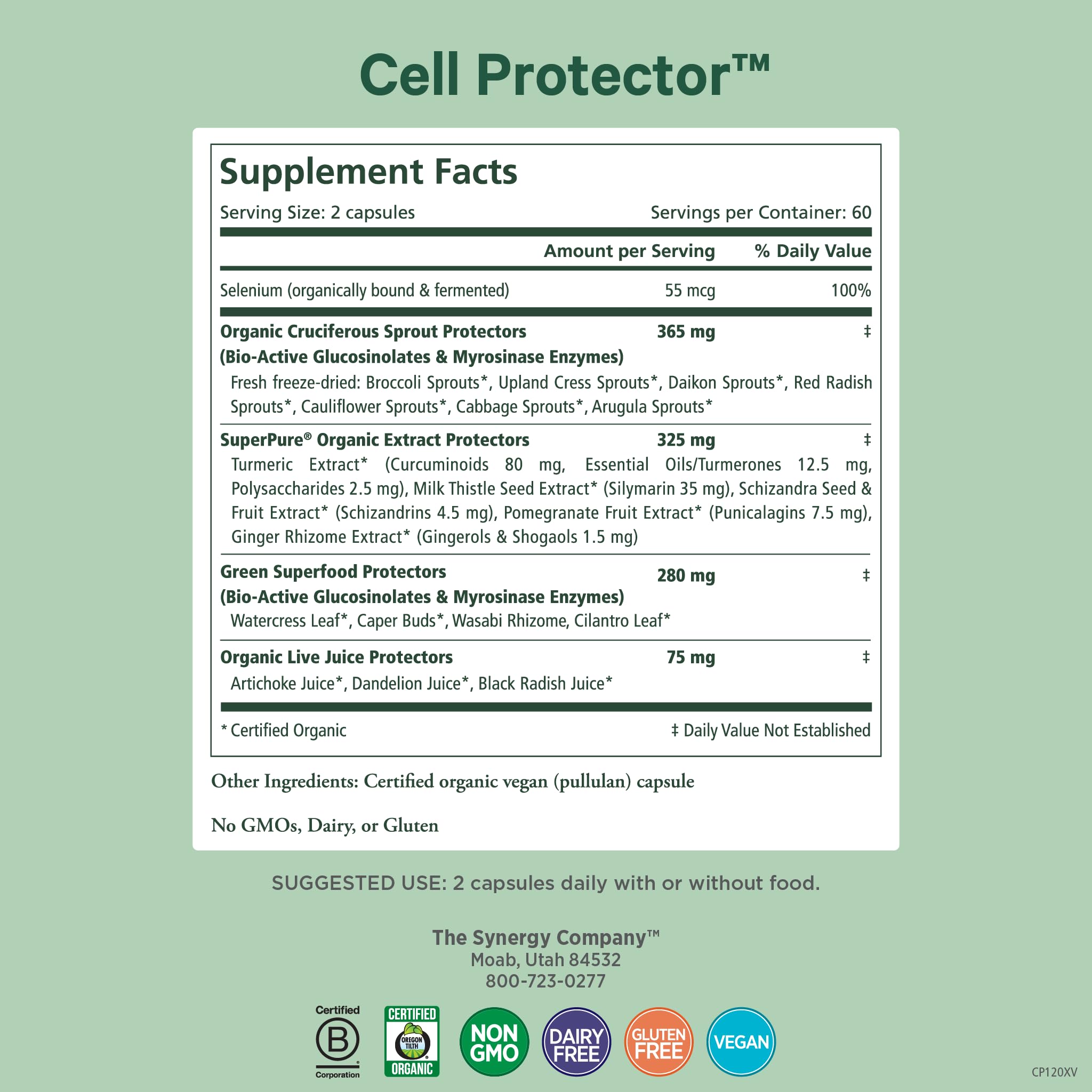 PURE SYNERGY Cell Protector capsules closeup shows easy daily dosing.