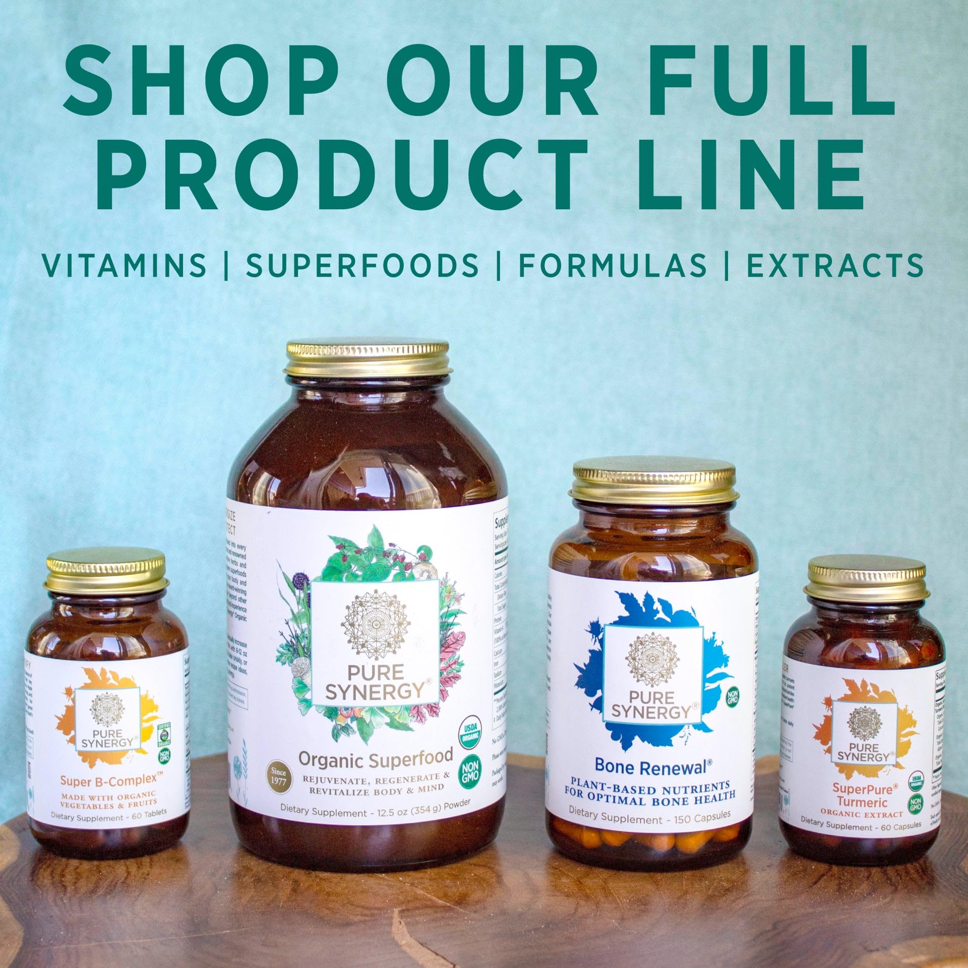 Pure Synergy made-in-USA label close-up indicating quality manufacturing.