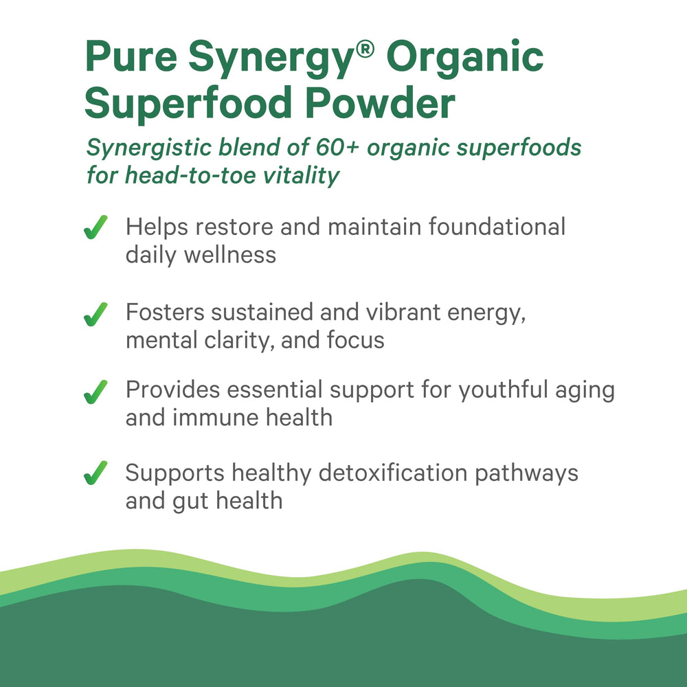 Pure Synergy powder dissolving in water demonstrates quick, convenient morning nourishment.