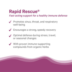 Pure Synergy Rapid Rescue packaging on wood surface for travel-ready defense
