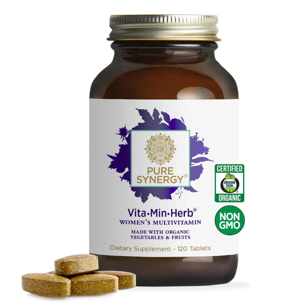 Pure Synergy Vita-Min-Herb for Women bottle front showing daily energy support