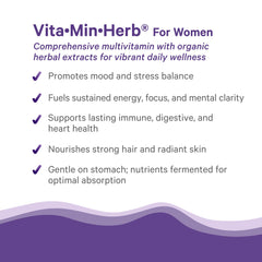 Pure Synergy Vita-Min-Herb for Women packaging emphasizes USA-made quality