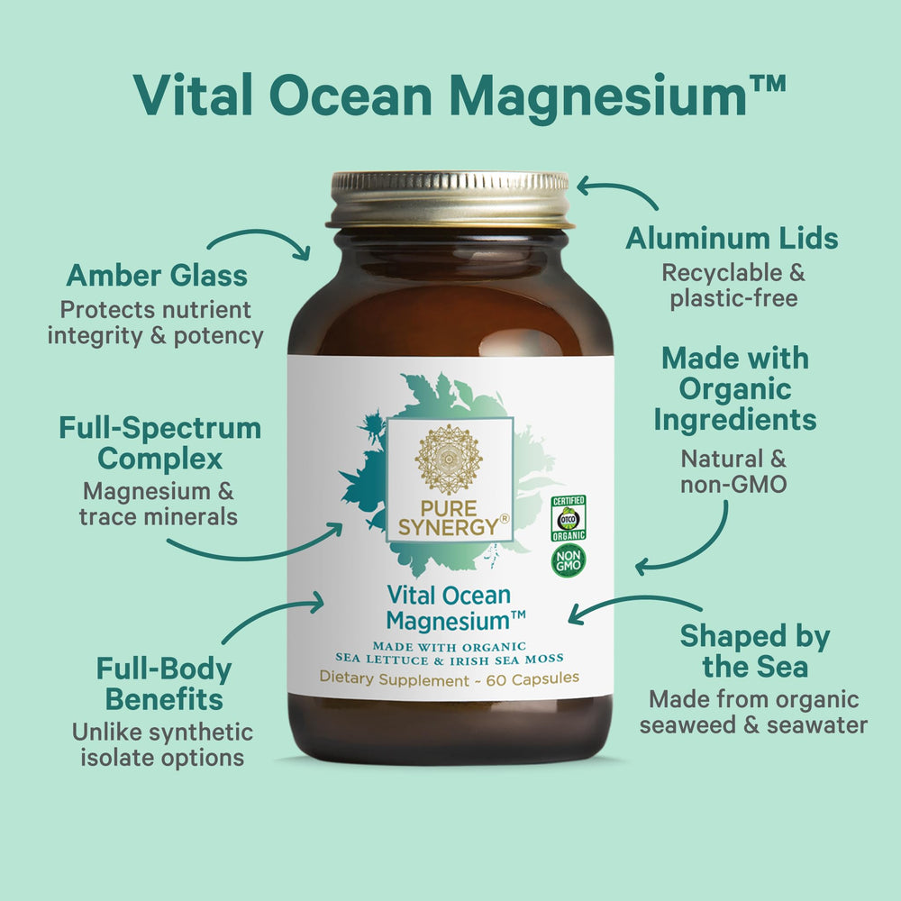 Ingredients label view showing spirulina, chlorella, wakame and minerals for electrolyte balance.