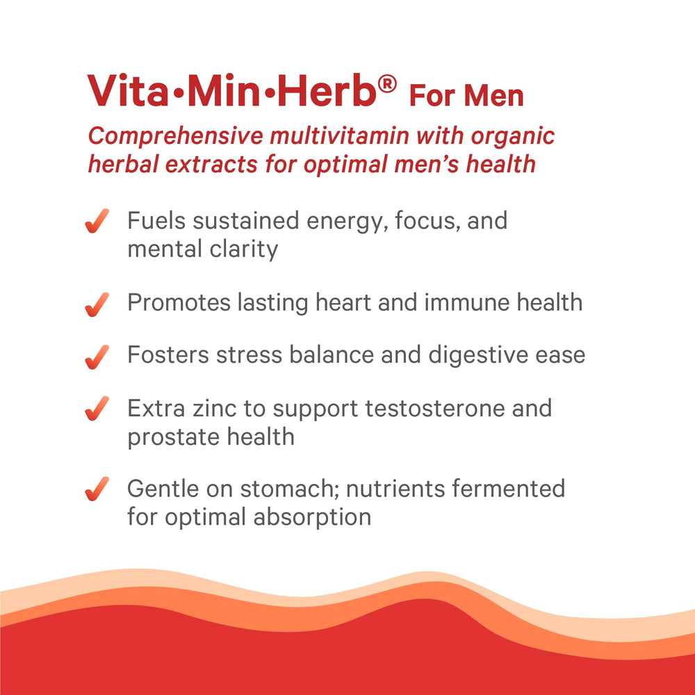Pure Synergy Vita-Min-Herb for Men organic herbal extracts close view, showcasing plant-based wellness ingredients