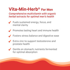 Pure Synergy Vita-Min-Herb for Men organic herbal extracts close view, showcasing plant-based wellness ingredients