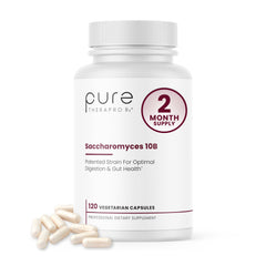 Pure TheraPro Rx Saccharomyces boulardii bottle shown for reliable daily probiotic support.