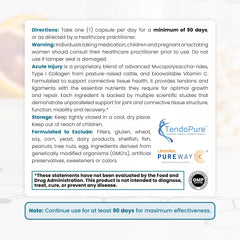 Front label of Pure Therapro Rx Acute Injury indicating clinical-grade tendon health support