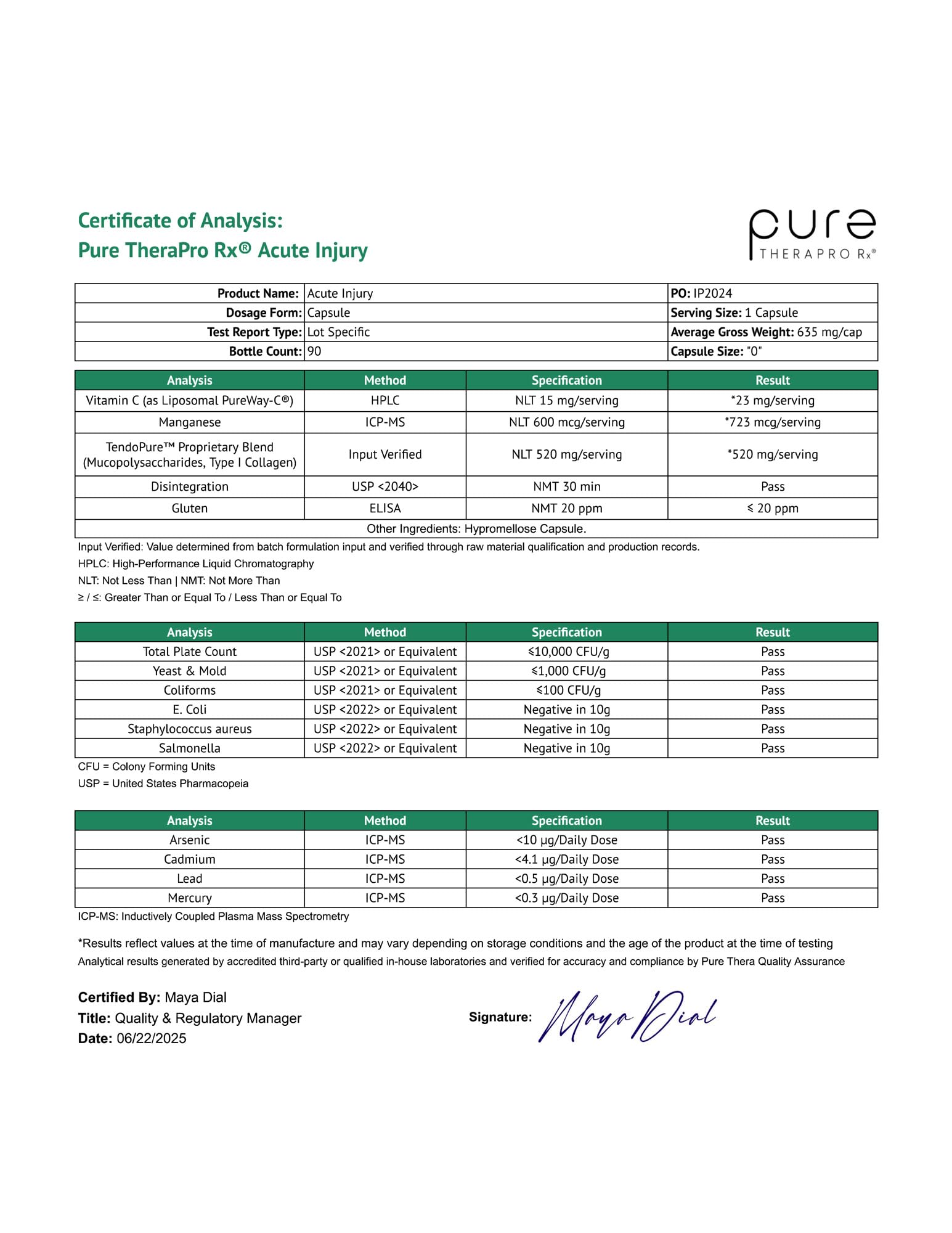 Usage scene showing integration of Pure Therapro Rx Acute Injury into training days