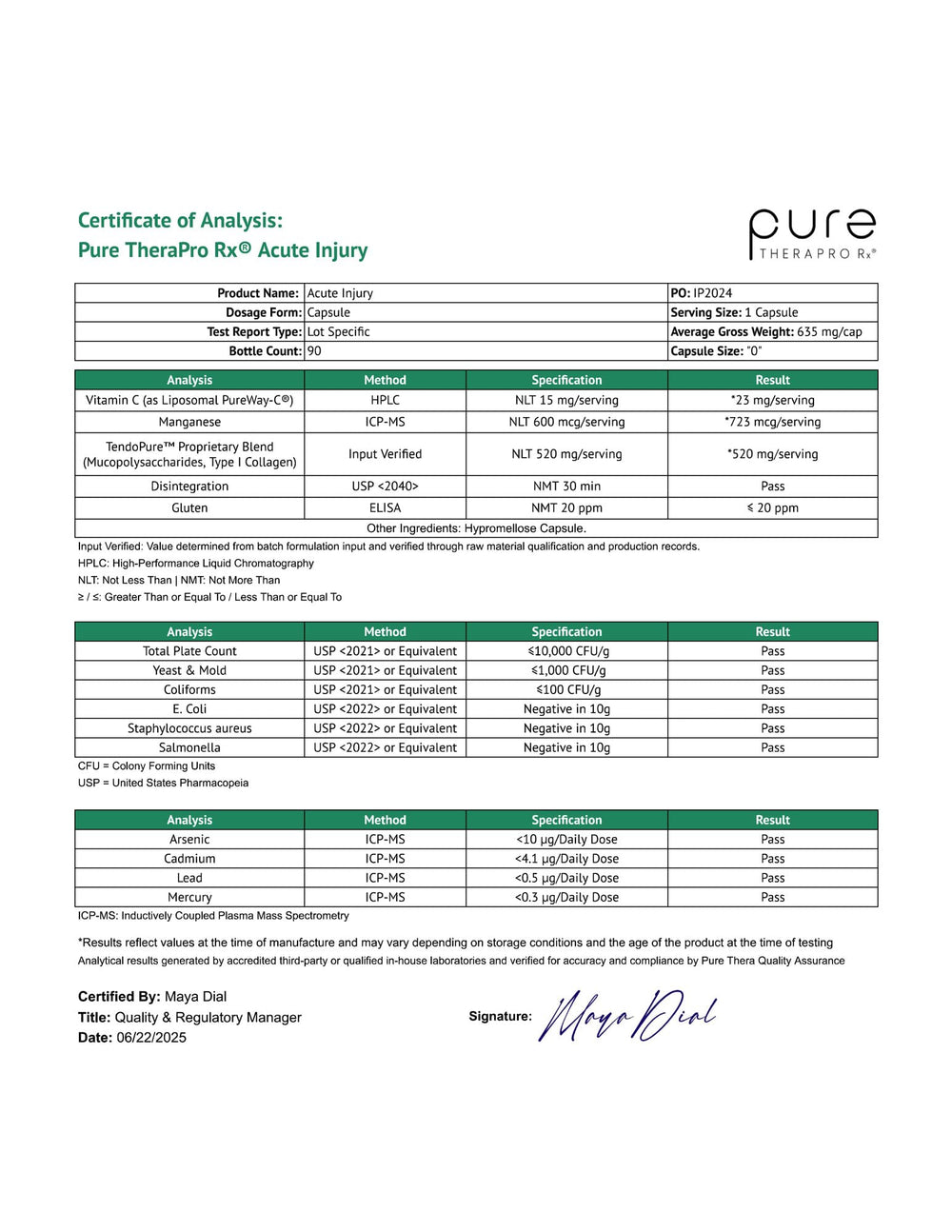 Usage scene showing integration of Pure Therapro Rx Acute Injury into training days