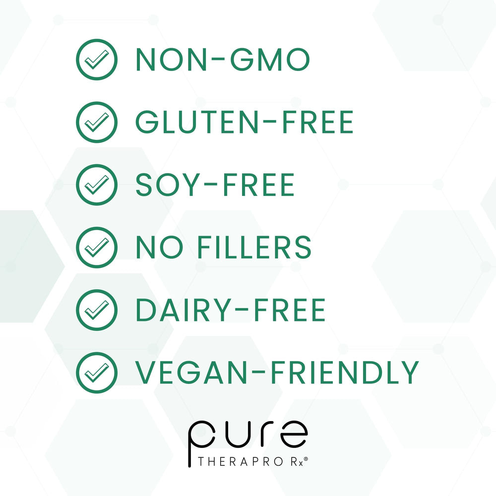 Bottle in storage highlights vegan, allergen-free formulation from Pure TheraPro Rx