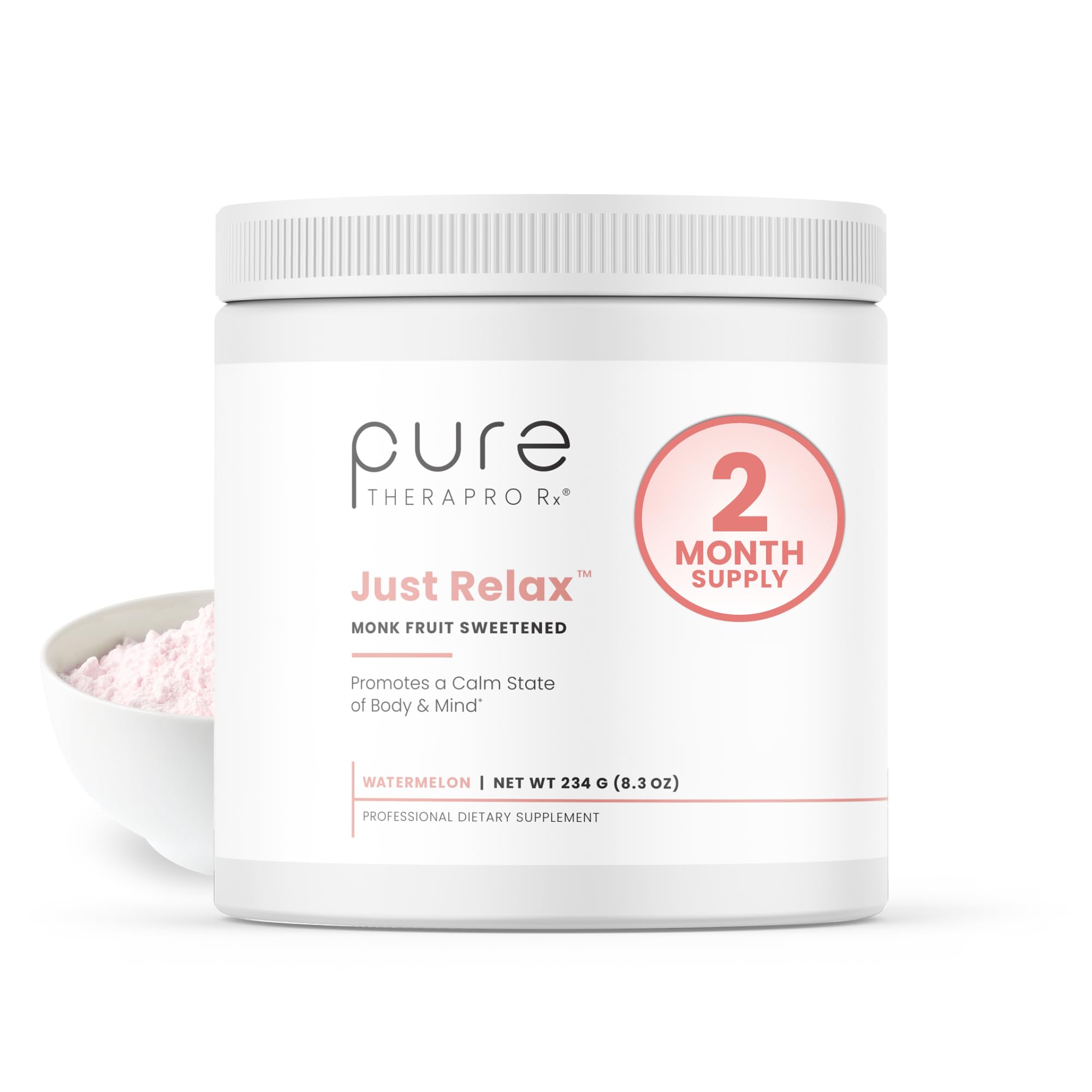 Pure Therapro Rx Just Relax Watermelon bottle front promoting relaxed mood support