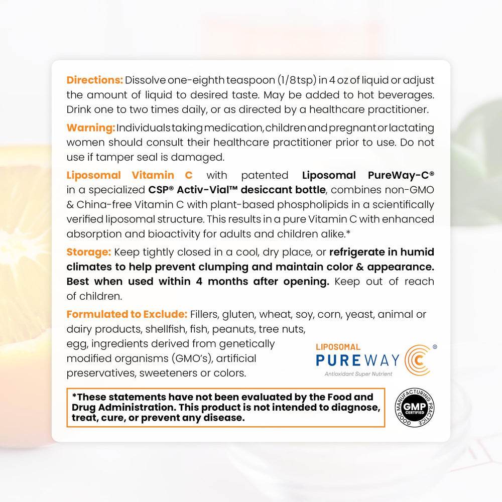 Pure Therapro Rx vitamin C powder scoop shows a precise 250 mg serving.