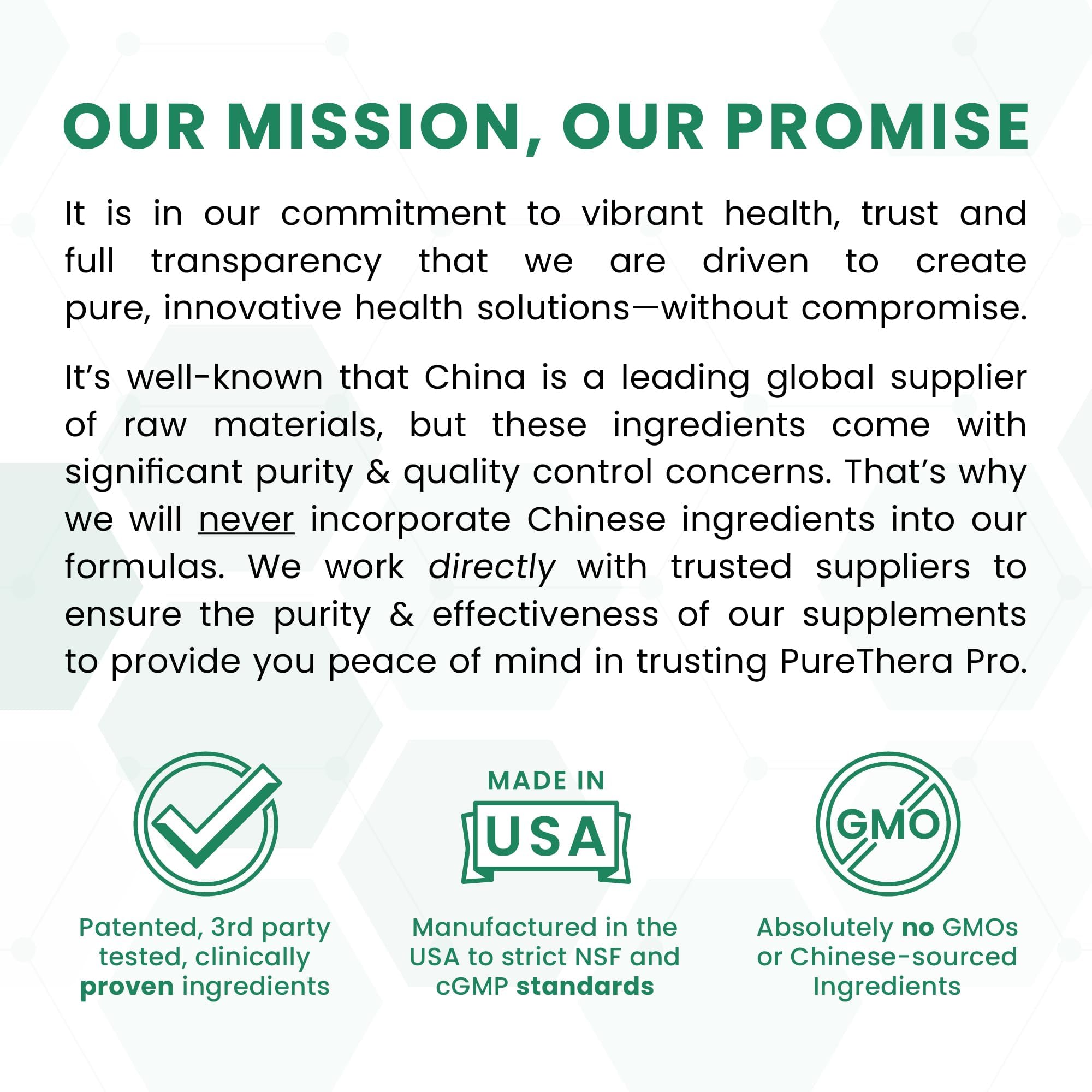 Made in USA manufacturing label on Pure Therapro Rx Optimum Magnesium bottle
