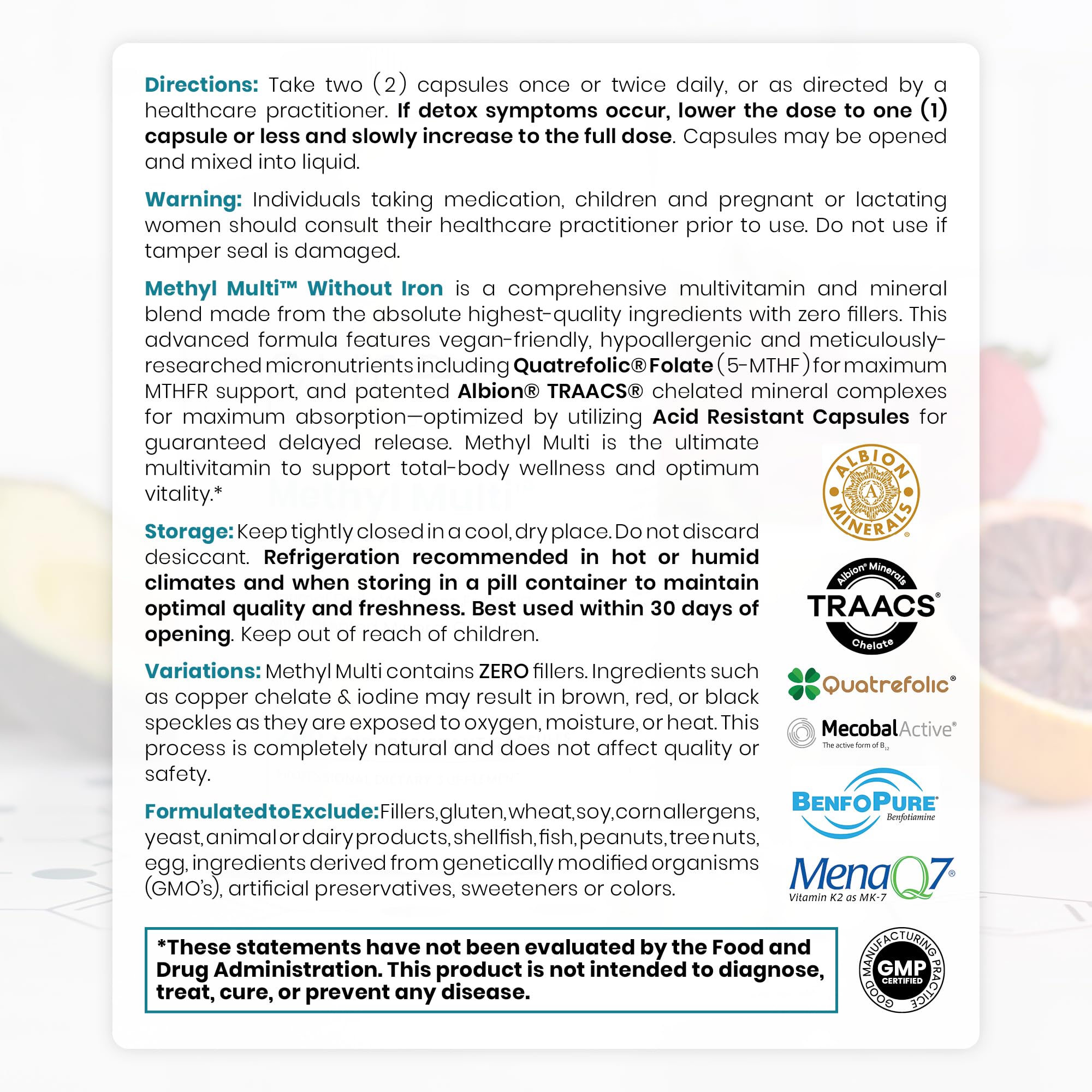 Pure Therapro Rx Methyl Multi DRcaps; acid-resistant vegan capsules.