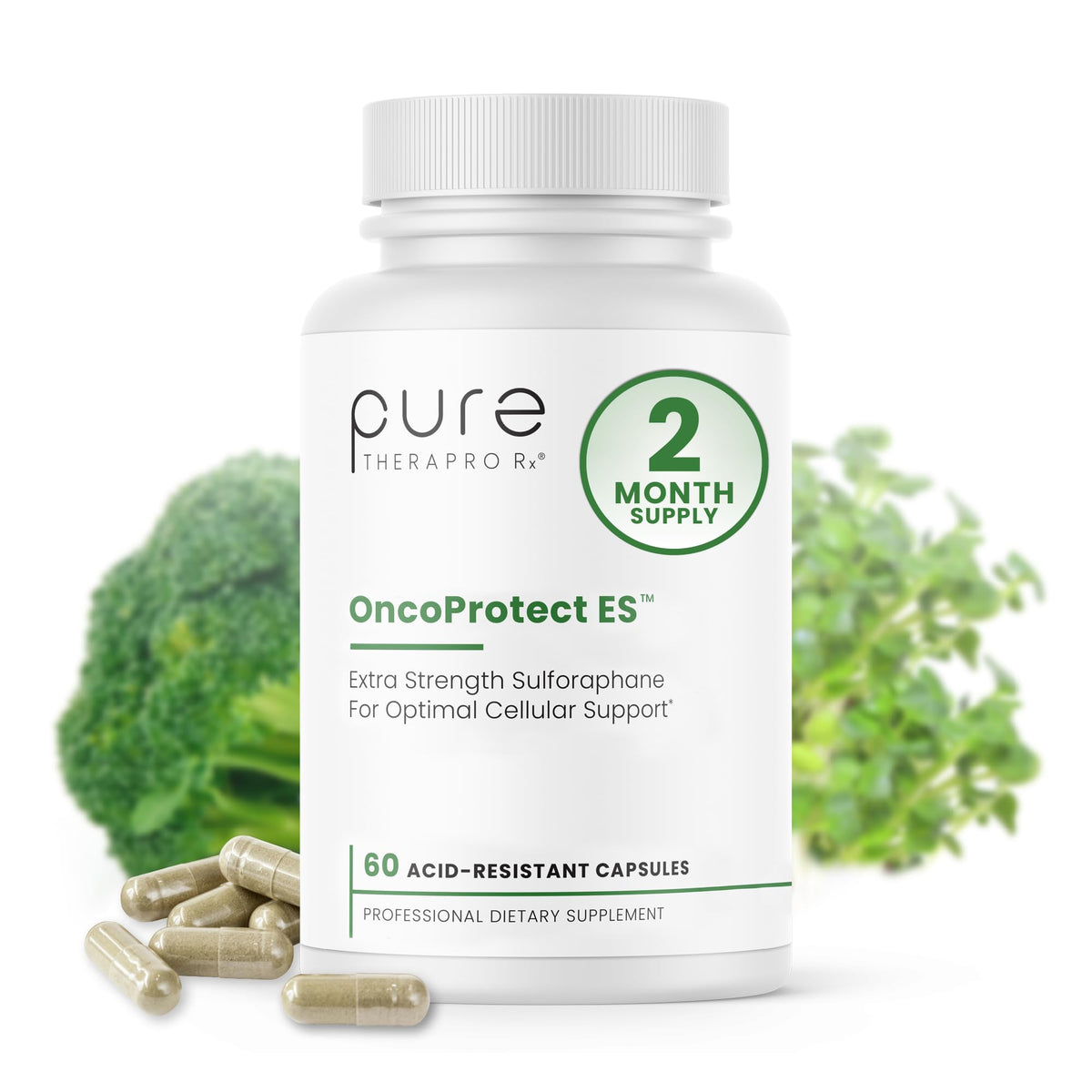 Pure Therapro Rx OncoProtect ES sulforaphane bottle offers antioxidant support