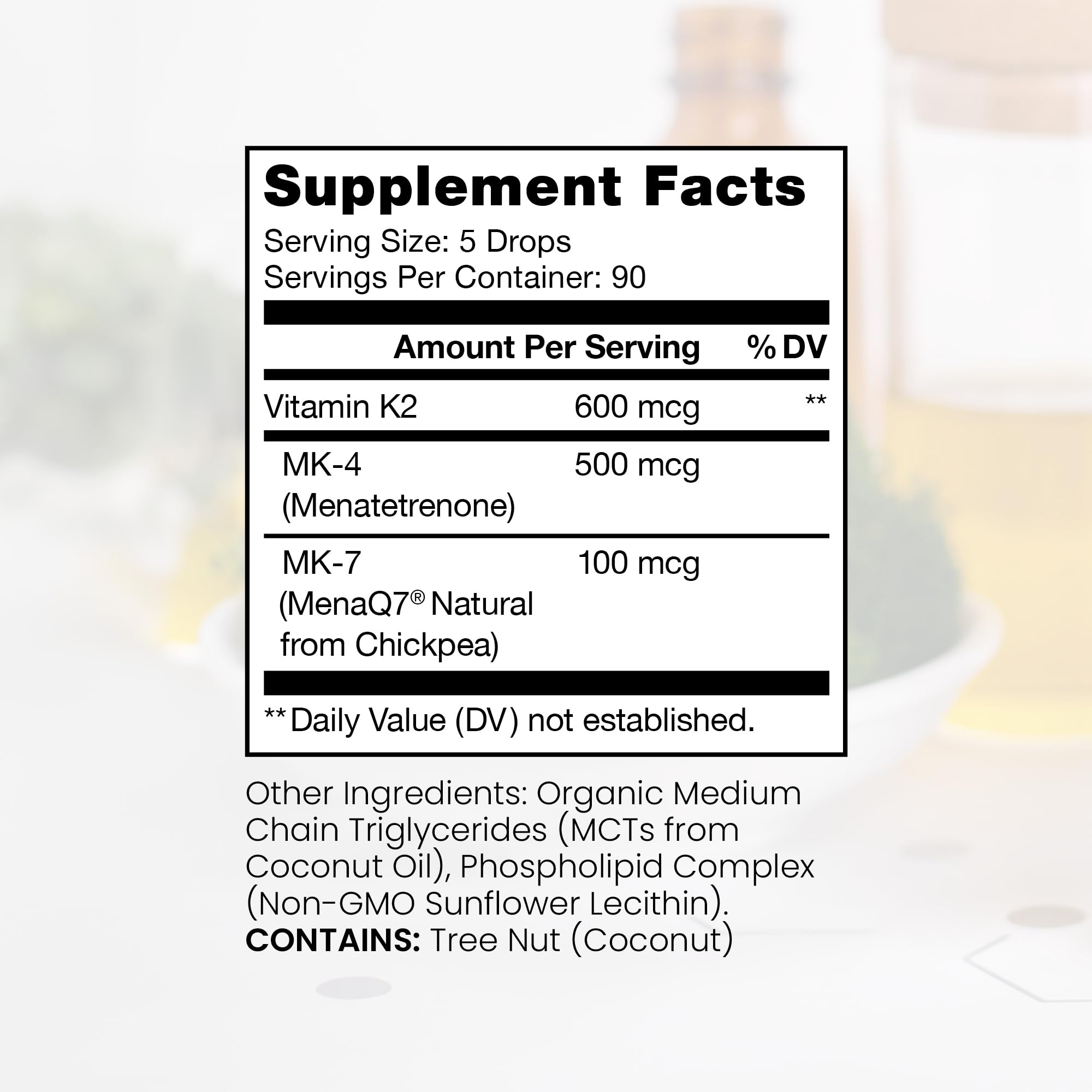 Pure Therapro Rx Ultimate K2 label close-up showing vegan MK4 and MK7 blend for wellness.