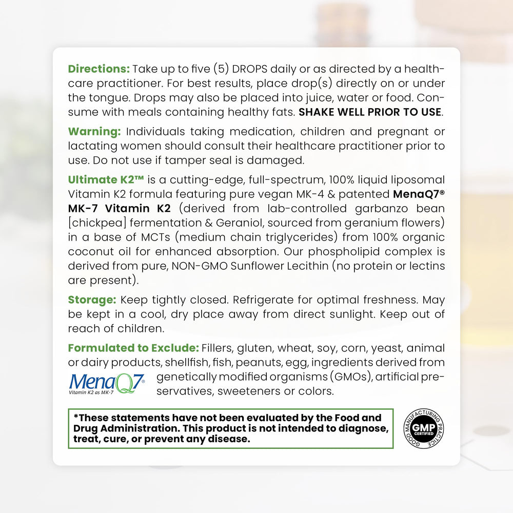 Dropping liquid from the dropper demonstrates easy daily dosing with Pure Therapro Rx K2.