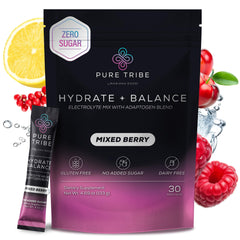 PURE TRIBE electrolytes packets mixed berry dissolve smoothly for quick hydration