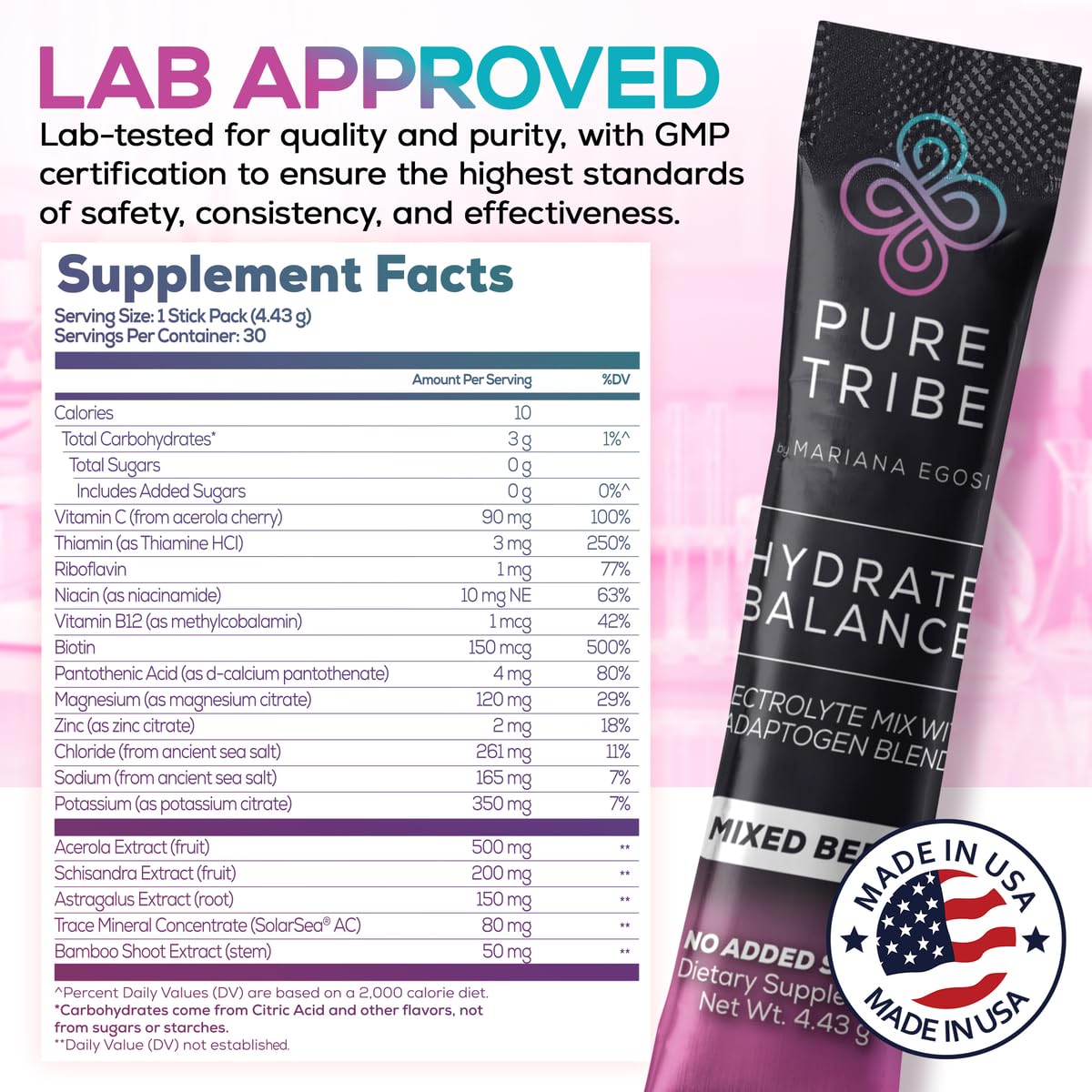 PURE TRIBE mixed berry flavor dissolves with no clumps in water