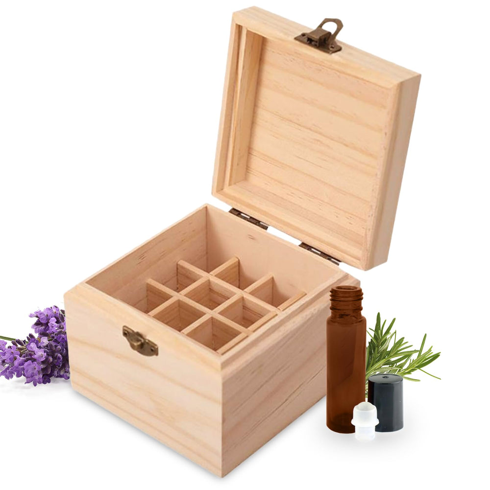 Pure Vie wooden oil box doubles as a stylish desk display for oils.
