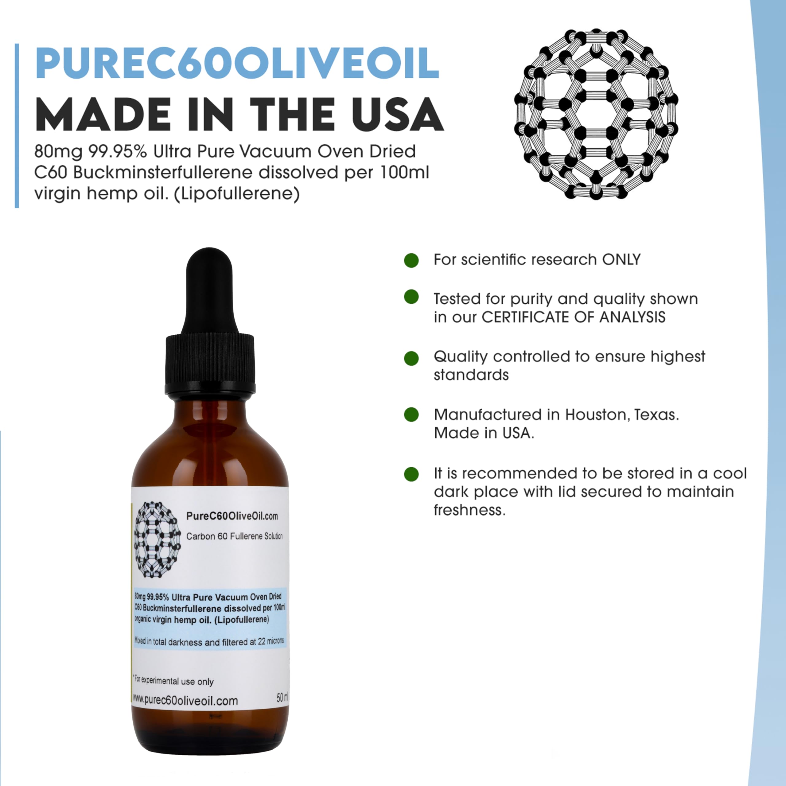 PureC60OliveOil label closeup showing purity and branding