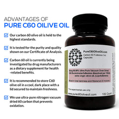 PureC60OliveOil label close-up, high-polyphenol olive oil quality for healthy routines.