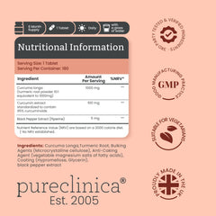 PureClinica label shows 95% curcuminoids for a strong extract.