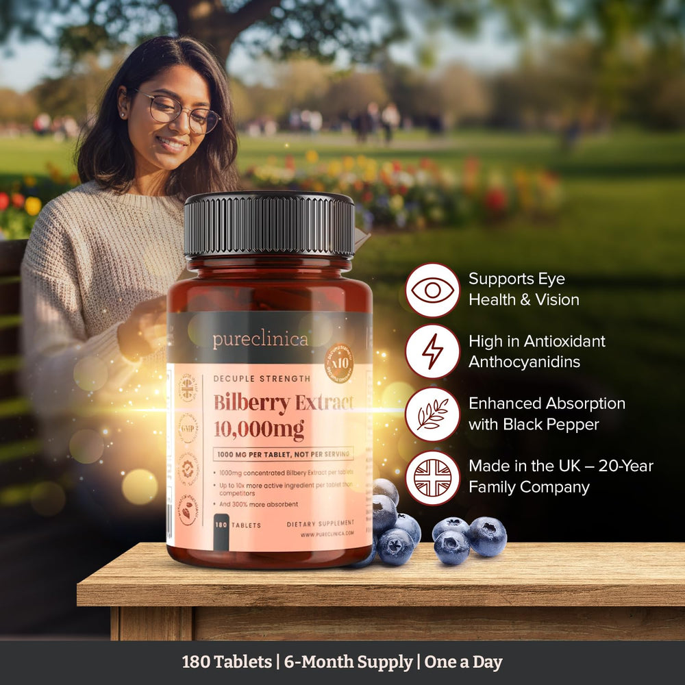 PureClinica Bilberry tablet with black pepper extract for absorption