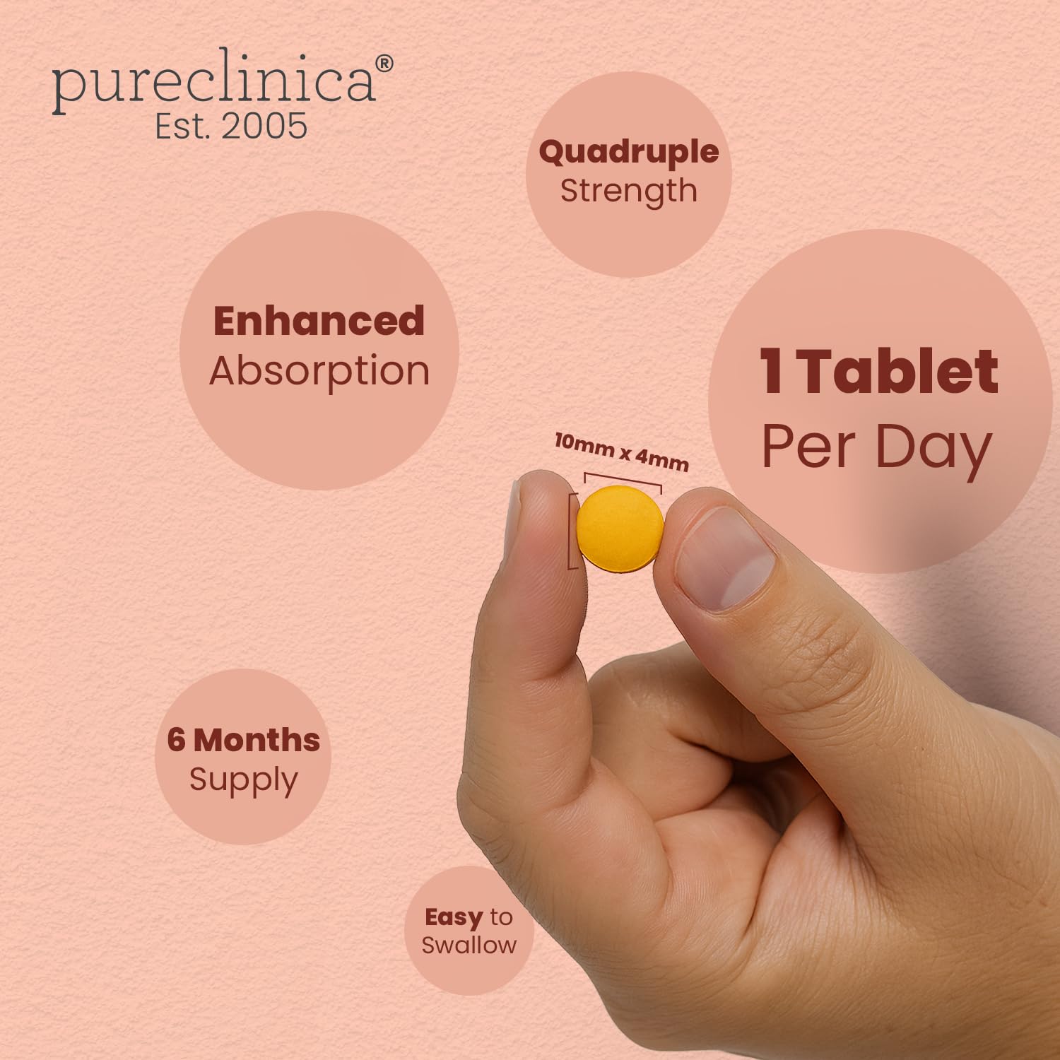 PureClinica bottle top view set up for simple daily dosing.
