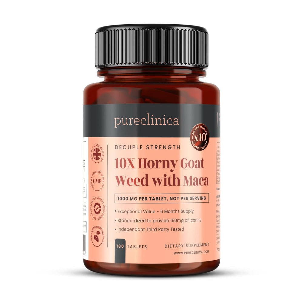 PureClinica Horny Goat Weed tablet front view suggesting daily vitality.