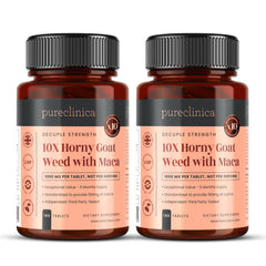 PureClinica Horny Goat Weed tablet close-up showing high potency and texture for daily use