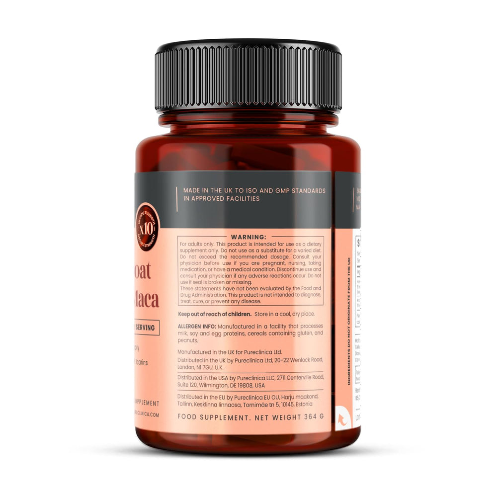 PureClinica bottle with stacked tablets indicating six-month convenience.