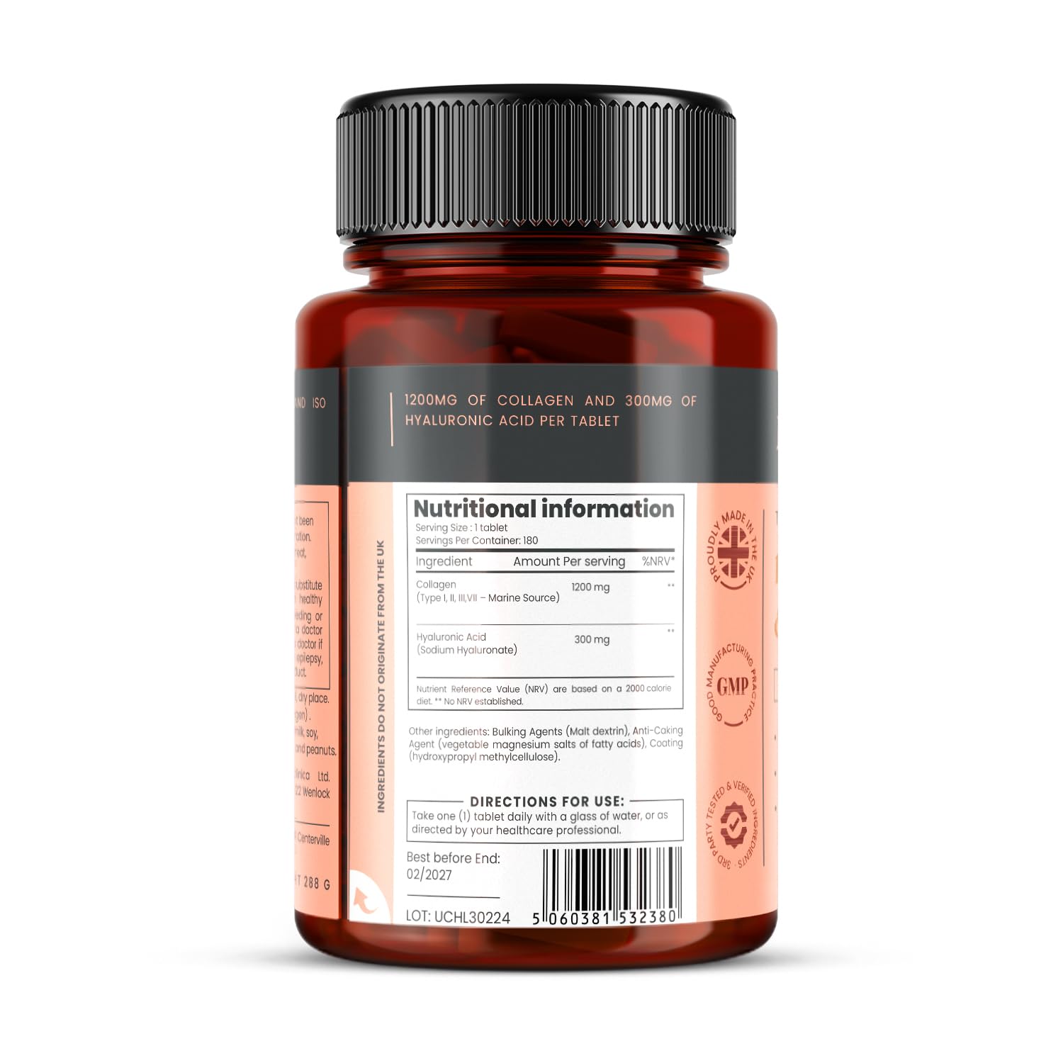 PureClinica UltraColl label close-up highlighting four collagen types.