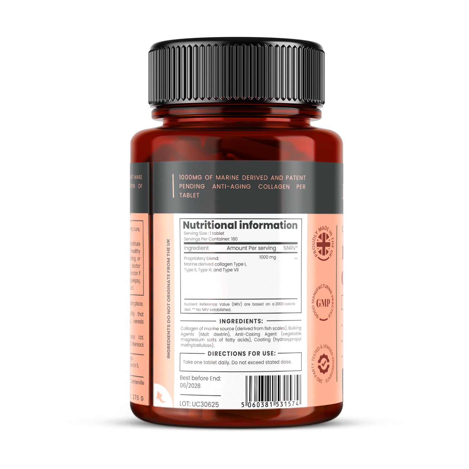PureClinica UltraColl capsules close-up showing high 1000mg potency.