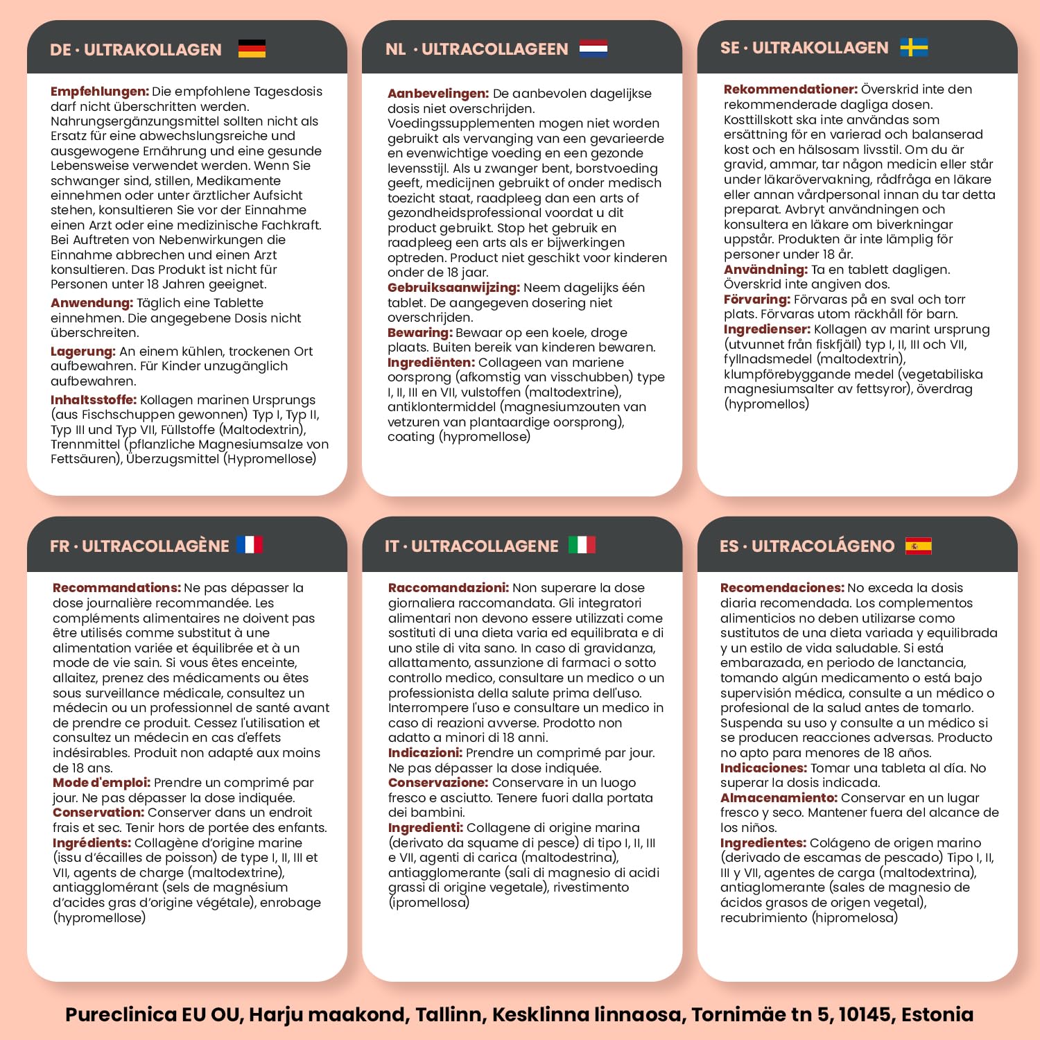 PureClinica UltraColl certifications on facility image emphasizing quality control.
