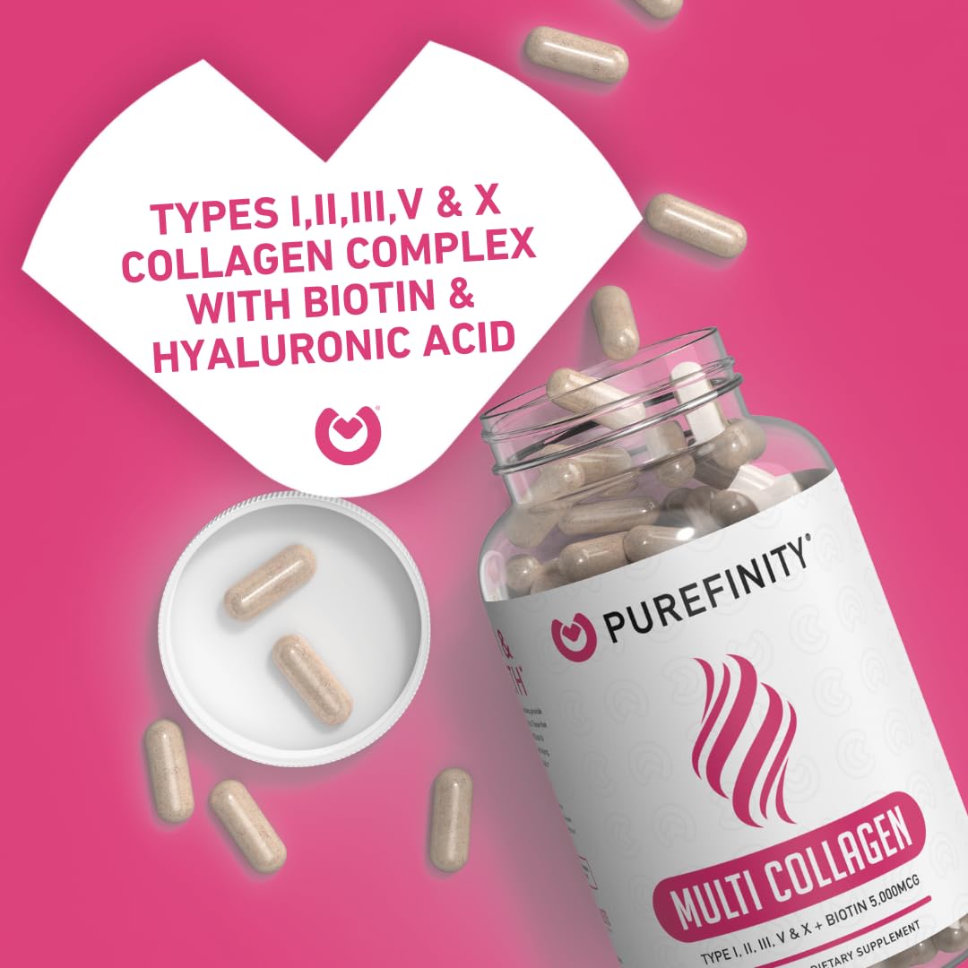 Purefinity Collagen Peptides bottle with ingredients, signaling quality