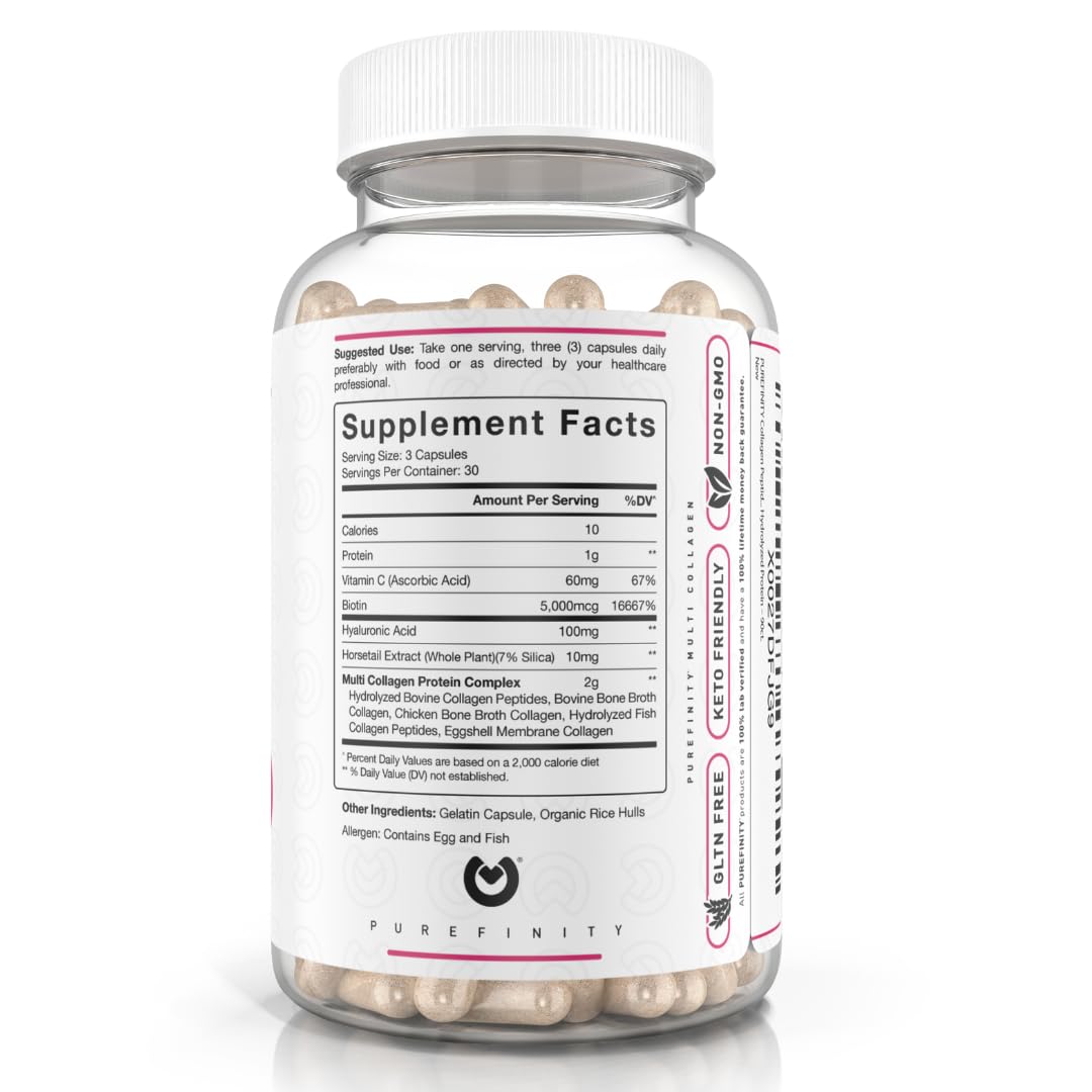 Purefinity Collagen Peptides USA-made label highlighting domestic production