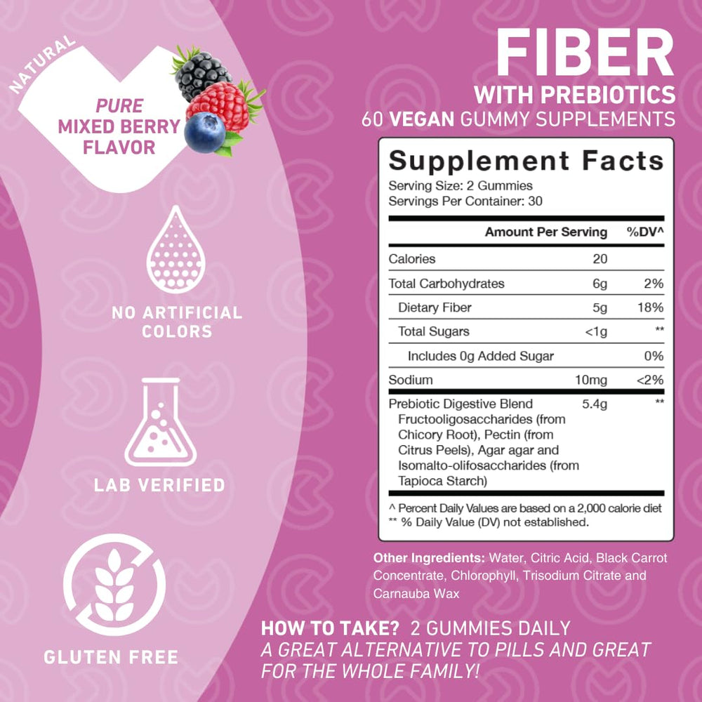 PUREFINITY Fiber Gummies serving idea with glass of water for easy daily use