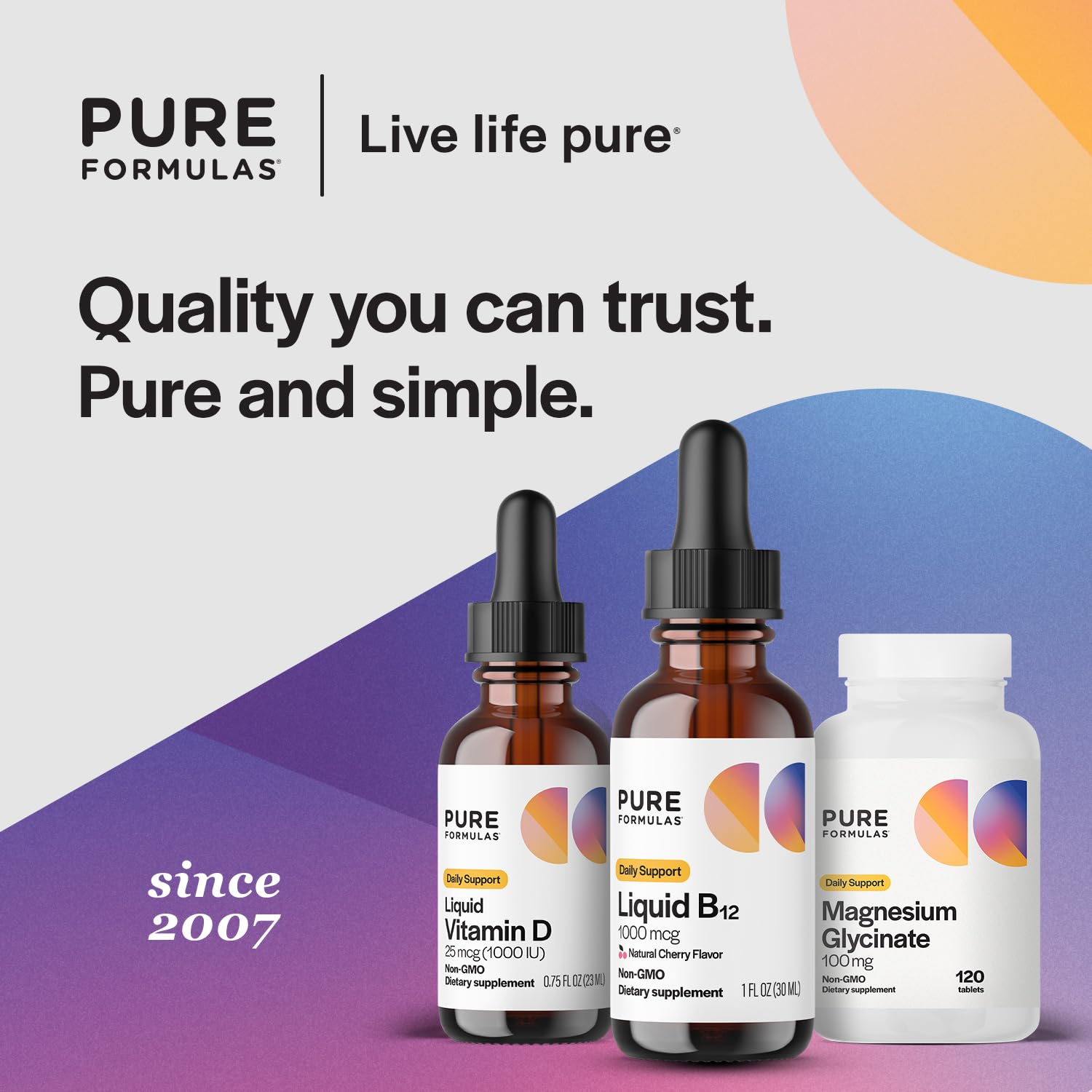 PureFormulas allergen-free B12 drops packaging with clear product details