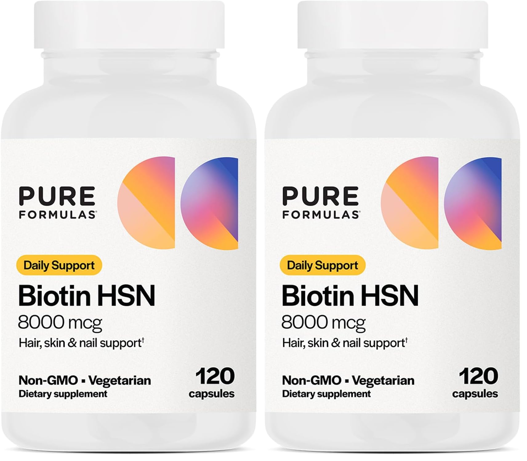 PureFormulas Biotin 8000 mcg bottle for healthy hair, skin and nails.