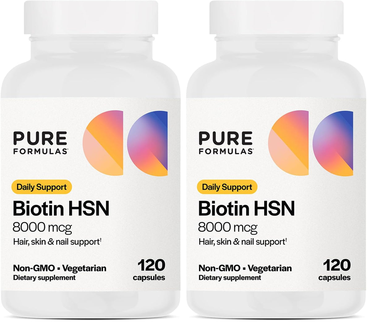 PureFormulas Biotin 8000 mcg bottle for healthy hair, skin and nails.