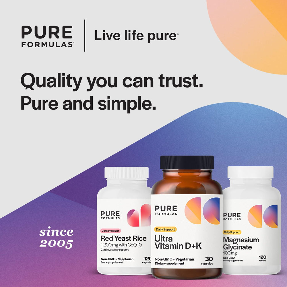PureFormulas bottle on a clean desk promoting a lifestyle-friendly routine